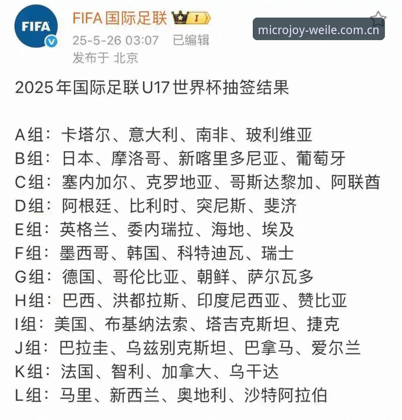 U17世界杯抽签结果解读:中国男女足签运分析及观赛指南